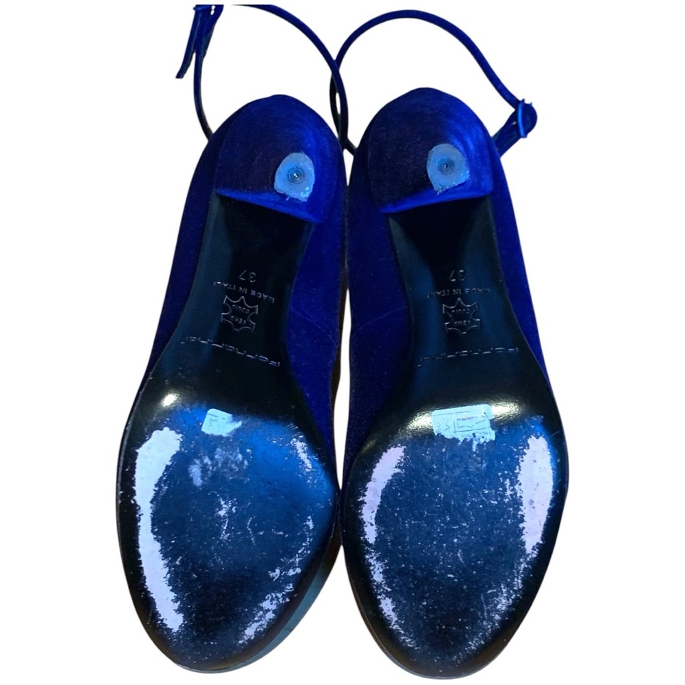 Fornarina Vintage Y2K Blue Velvet Ankle Strap Heels Pumps EU 37 US 6.5 - Picture 11 of 13